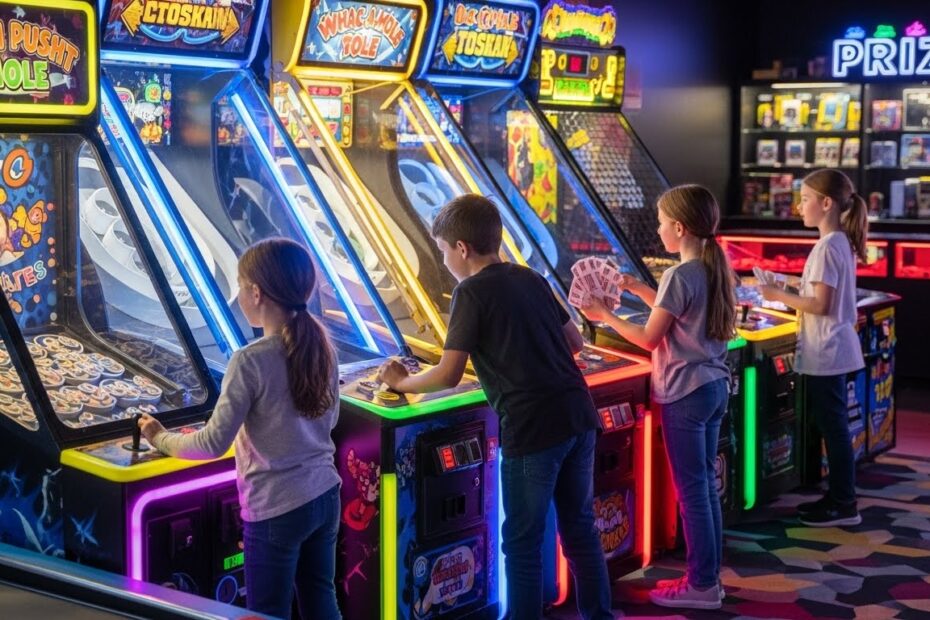 kids in ticket redemption game arcade